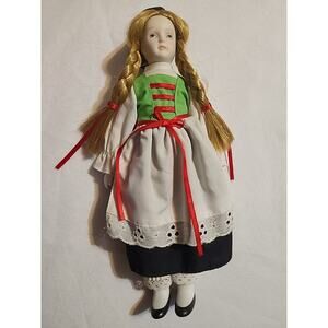 International Swiss Doll Heidi by Russ Berrie 8.5" Porcelain Vintage
